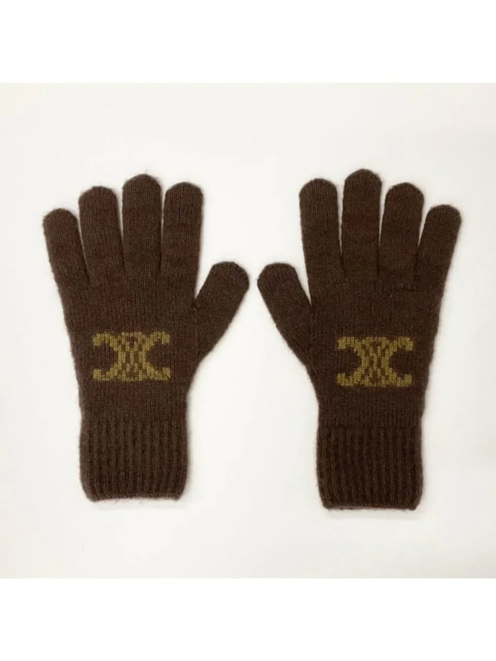 Celine Triomphe Monogram Gloves Brown